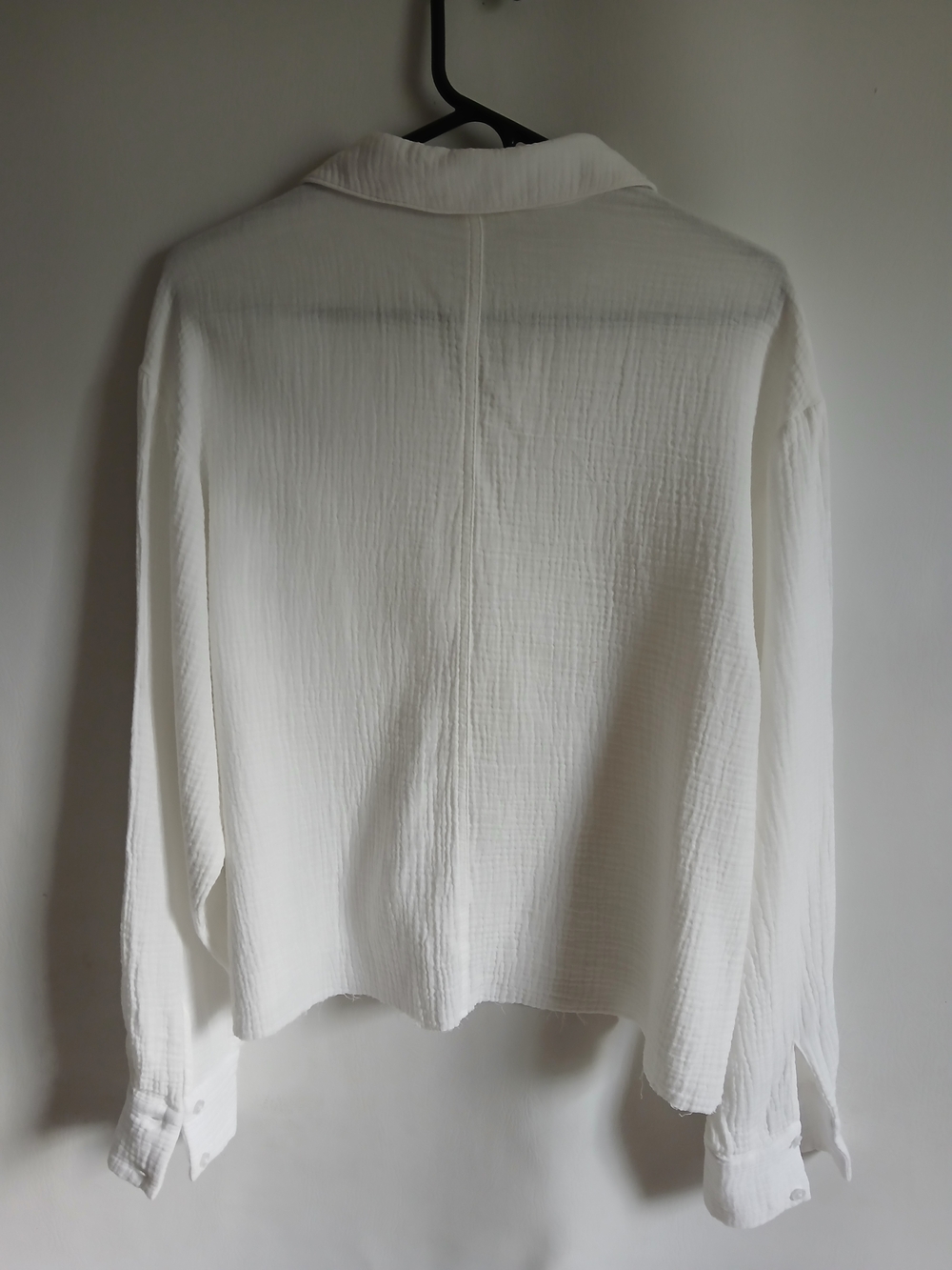 Altar'd State White Cotton Gauze Button-Up Oversized Blouse Frayed Hem - Picture 6 of 15
